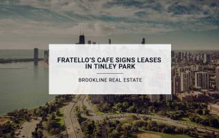 A cityscape with the words fratello's cafe leases in tiney park.